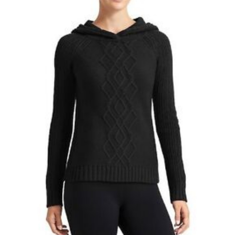 Athleta | Black Knit Hooded Sweater-K10
